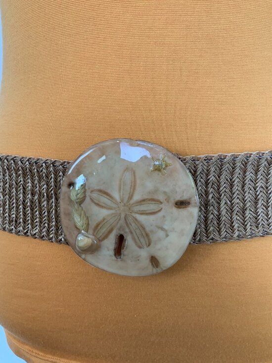 Vintage Sand Dollar Charmant Belt Beverly Hills Stretchy Beach Cottagecore Sz XL main image 16